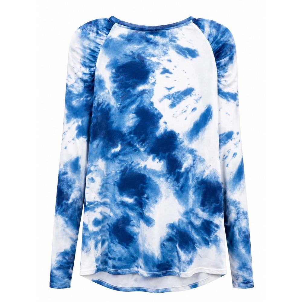 Bold Elements Blue Tie Dye Nylon Mesh Long Sleeve Top Boho Aesthetic Casual XL - Picture 4 of 6
